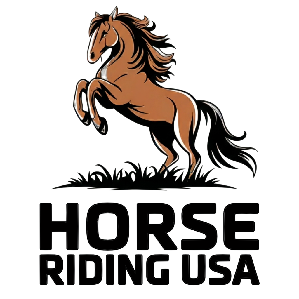 logo for horse riding USA, a site dedicated to horse riding equestrian centres and services within the USA